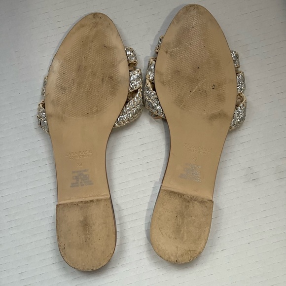 ZARA SILVER-TONED FABRIC SLIDES - Picture 5 of 6